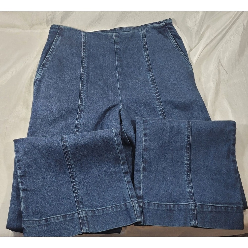 Bella Dahl Women's Side Zip Wide Leg Stretch Jeans - Dark Wash - Sz 24